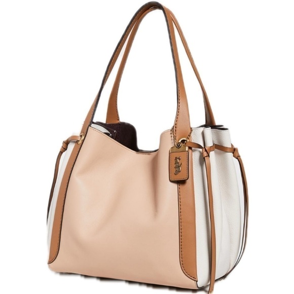 Coach Harmony Colorblock Chalk Beige Glovetanned Leather Hobo 53353 Bag - Picture 4 of 16